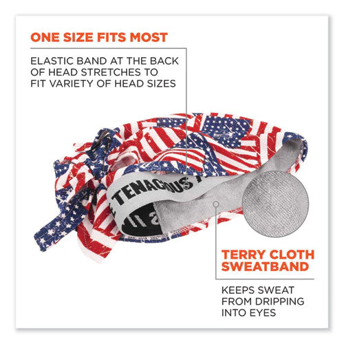 Chill-its 6615 High-perform Bandana Doo Rag W/terry Cloth Sweatband, One Size, Stars And Stripes, Ships In 1-3 Business Days - Image 2