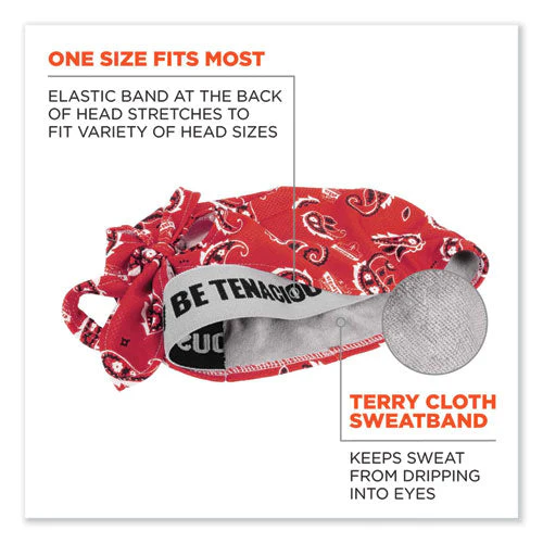 Chill-its 6615 High-performance Bandana Doo Rag W/terry Cloth Sweatband, One Size, Red Western, Ships In 1-3 Business Days - Image 2
