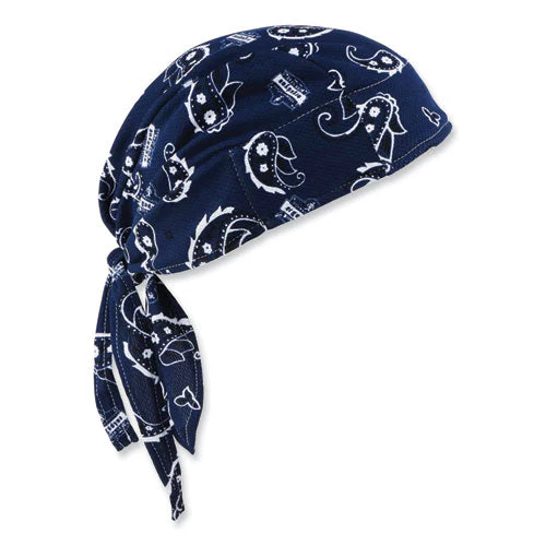 Chill-its 6615 High-performance Bandana Doo Rag W/terry Cloth Sweatband, One Size, Navy Western, Ships In 1-3 Business Days - Image 1