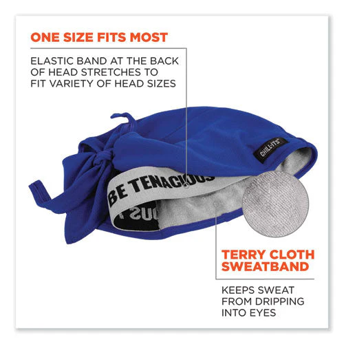 Chill-its 6615 High-perform Bandana Doo Rag With Terry Cloth Sweatband, One Size Fits Most, Blue, Ships In 1-3 Business Days - Image 2