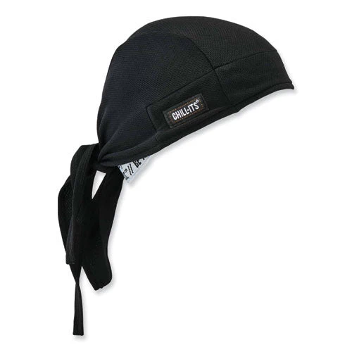 Chill-its 6615 High-performance Bandana Doo Rag With Terry Cloth Sweatband, One Size, Black, Ships In 1-3 Business Days - Image 1