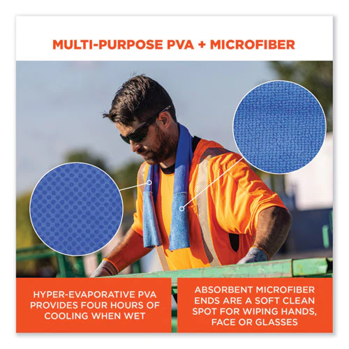 Chill-its 6604 Multipurpose Cleaning Cooling Towel, 35x8, One Size Fit Most, Microfiber/pva, Blue, Ships In 1-3 Business Days - Image 3