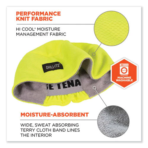 Chill-its 6630 High-performance Terry Cloth Skull Cap, Polyester, One Size Fits Most, Lime, Ships In 1-3 Business Days - Image 2