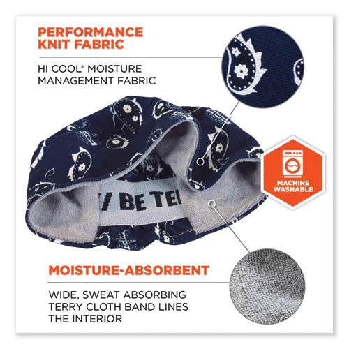Chill-its 6630 High-performance Terry Cloth Skull Cap, Polyester, One Size Fit Most, Navy Western, Ships In 1-3 Business Days - Image 2
