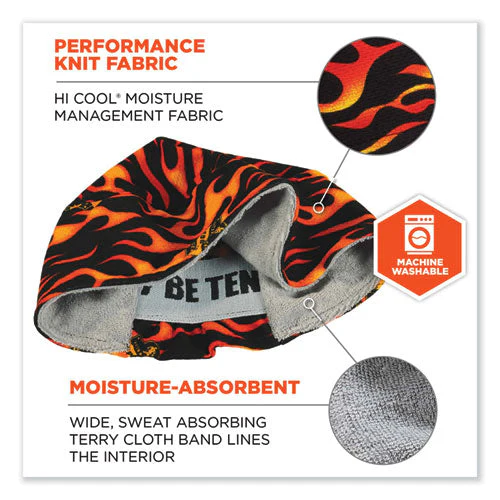 Chill-its 6630 High-performance Terry Cloth Skull Cap, Polyester, One Size Fits Most, Flames, Ships In 1-3 Business Days - Image 3