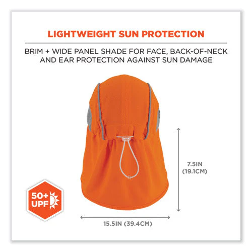 Chill-its 6650 High-performance Hat Plus Neck Shade, Polyester, One Size Fits Most, Orange, Ships In 1-3 Business Days - Image 3