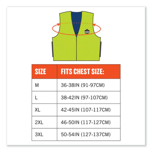 Chill-its 6665 Embedded Polymer Cooling Vest With Zipper, Nylon/polymer, Medium, Lime, Ships In 1-3 Business Days - Image 2