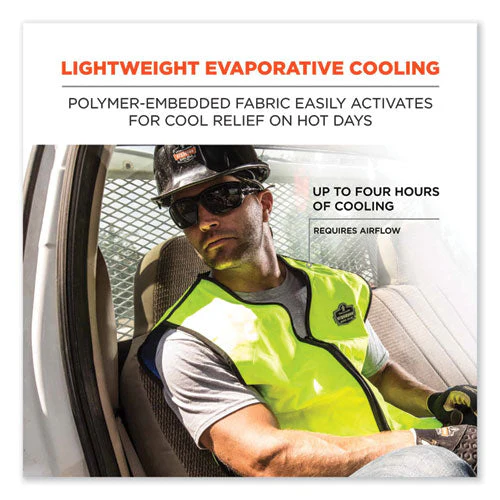 Chill-its 6665 Embedded Polymer Cooling Vest With Zipper, Nylon/polymer, X-large, Lime, Ships In 1-3 Business Days - Image 3