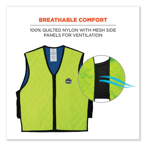 Chill-its 6665 Embedded Polymer Cooling Vest With Zipper, Nylon/polymer, 2x-large, Lime, Ships In 1-3 Business Days - Image 3