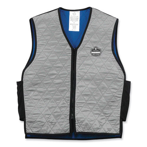 Chill-its 6665 Embedded Polymer Cooling Vest With Zipper, Nylon/polymer, Large, Gray, Ships In 1-3 Business Days - Image 1