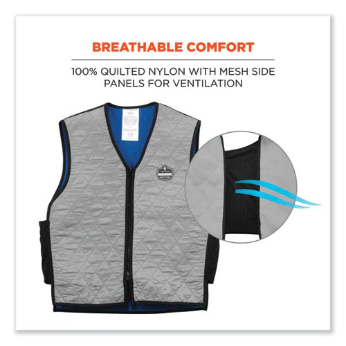 Chill-its 6665 Embedded Polymer Cooling Vest With Zipper, Nylon/polymer, Large, Gray, Ships In 1-3 Business Days - Image 2