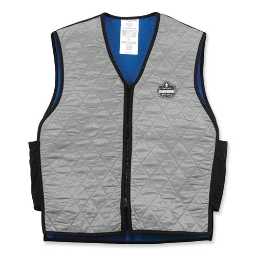 Chill-its 6665 Embedded Polymer Cooling Vest With Zipper, Nylon/polymer, 2x-large, Gray, Ships In 1-3 Business Days - Image 1