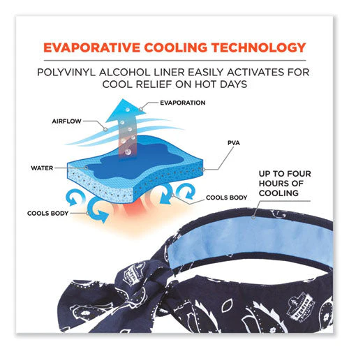 Chill-its 6700ct Cooling Bandana Pva Tie Headband, One Size Fits Most, Navy Western, Ships In 1-3 Business Days - Image 2