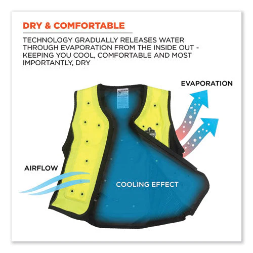 Chill-its 6685 Premium Dry Evaporative Cooling Vest With Zipper, Nylon, Medium, Lime , Ships In 1-3 Business Days - Image 2