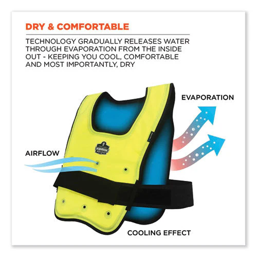 Chill-its 6687 Economy Dry Evaporative Cooling Elastic Waist Vest, Nylon, Small/medium, Lime, Ships In 1-3 Business Days - Image 3