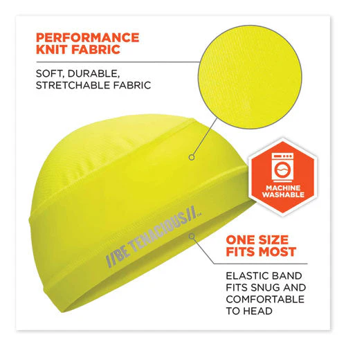 Chill-its 6632 Performance Knit Cooling Skull Cap, Polyester/spandex, One Size Fits Most, Lime, Ships In 1-3 Business Days - Image 3