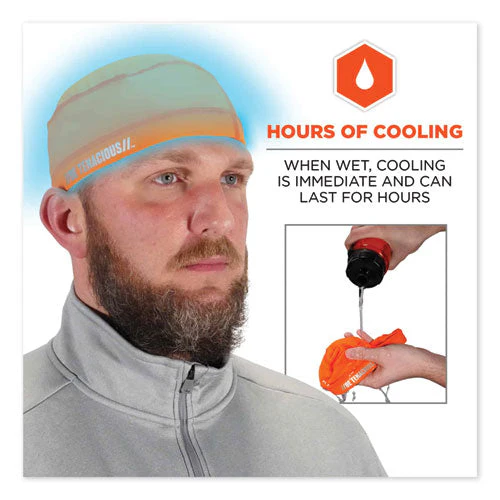 Chill-its 6632 Performance Knit Cooling Skull Cap, Polyester/spandex, One Size Fits Most, Orange, Ships In 1-3 Business Days - Image 3
