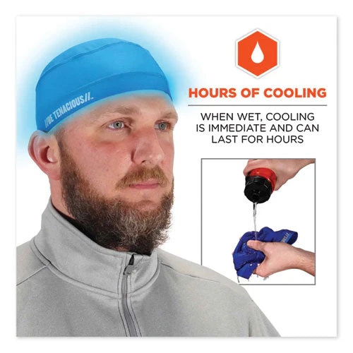 Chill-its 6632 Performance Knit Cooling Skull Cap, Polyester/spandex, One Size Fits Most, Blue, Ships In 1-3 Business Days - Image 3