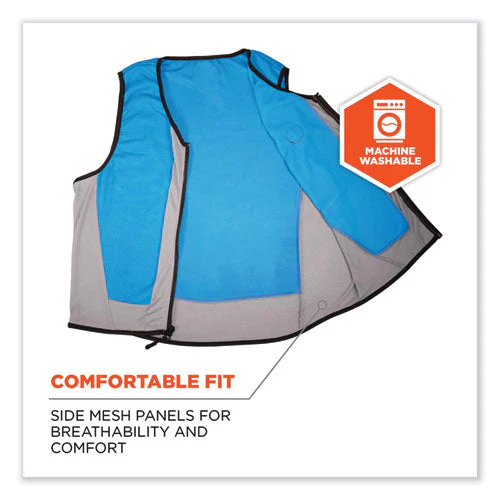 Chill-its 6667 Wet Evaporative Pva Cooling Vest With Zipper, Pva, Large, Blue, Ships In 1-3 Business Days - Image 2