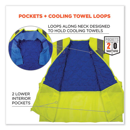 Chill-its 6668 Class 2 Hi-vis Safety Cooling Vest, Polymer, Medium, Lime, Ships In 1-3 Business Days - Image 2