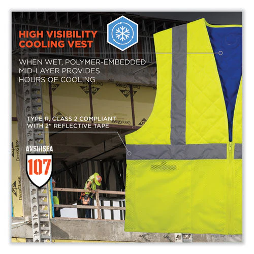 Chill-its 6668 Class 2 Hi-vis Safety Cooling Vest, Polymer, X-large, Lime, Ships In 1-3 Business Days - Image 3