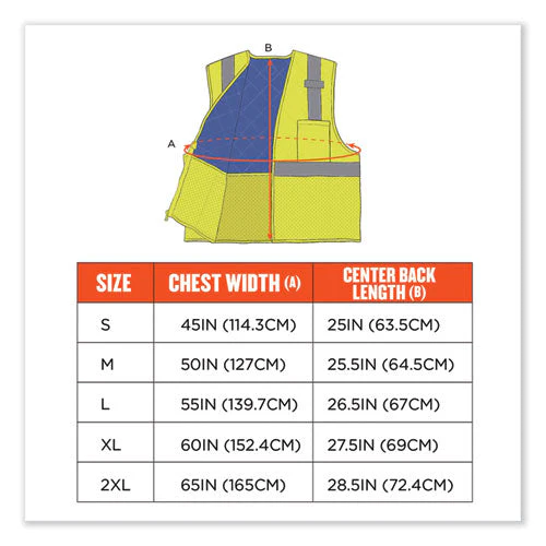 Chill-its 6668 Class 2 Hi-vis Safety Cooling Vest, Polymer, 2x-large, Lime, Ships In 1-3 Business Days - Image 2