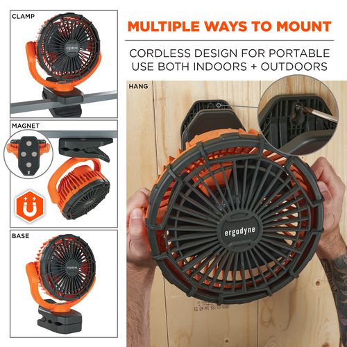 Chill-its 6090 Rechargeable Portable Jobsite Fan, 9.5, Orange/black, Ships In 1-3 Business Days - Image 3