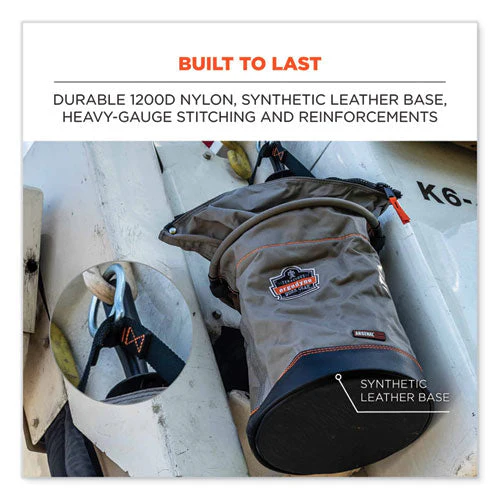 Arsenal 5974 Hoist Bucket Tool Bag W/ Swiveling Carabiner And Zipper Top, 12.5 X 12.5 X 17, Gray, Ships In 1-3 Business Days - Image 2