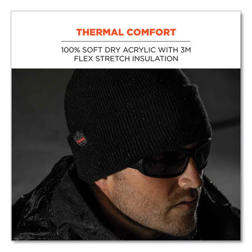N-ferno 6811z Rib Knit Hat With Zipper For Bump Cap Insert, One Size Fits Most, Black, Ships In 1-3 Business Days - Image 2