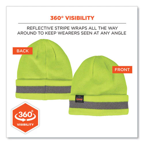 N-ferno 6803 Reflective Rib Knit Winter Hat, One Size Fits Most, Lime, Ships In 1-3 Business Days - Image 3