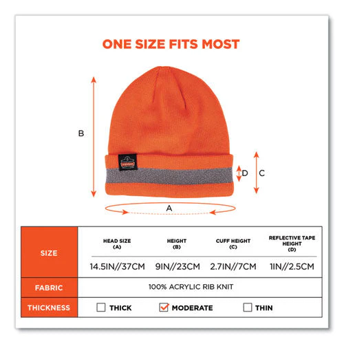 N-ferno 6803 Reflective Rib Knit Winter Hat, One Size Fits Most, Orange, Ships In 1-3 Business Days - Image 2