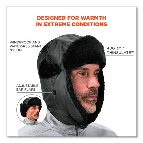 N-ferno 6802zi Zipper Trapper Hat + Universal Bump Cap, L/xl, Black, Ships In 1-3 Business Days - Image 2