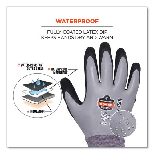 Proflex 7501 Coated Waterproof Winter Gloves, Gray, X-large, Pair, Ships In 1-3 Business Days - Image 3