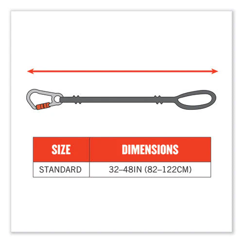 Squids 3105 Tool Lanyard W/aluminum Carabiner+cinch-loop, 15lb Max Work Cap, 32" To 48", Bk,100/pk,ships In 1-3 Business Days - Image 2