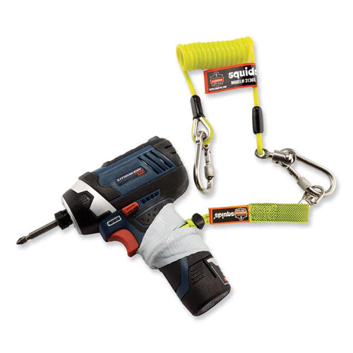 Squids 3130s Coiled Cable Lanyard With Carabiners, 2 Lb Max Working Capacity, 6.5" To 48", Lime, Ships In 1-3 Business Days - Image 3