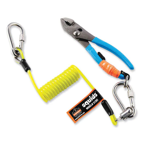 Squids 3130s Coiled Cable Lanyard With Carabiners, 2 Lb Max Working Capacity, 6.5" To 48", Lime, Ships In 1-3 Business Days - Image 2