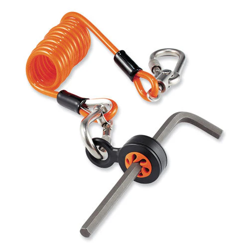 Squids 3130m Coiled Cable Lanyard With Carabiners, 5 Lb Max Working Capacity, 6.5" To 48", Orange, Ships In 1-3 Business Days - Image 2