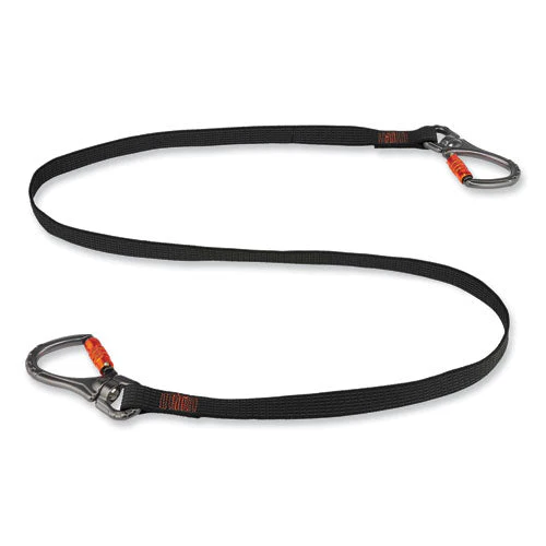 Squids 3139 Tool Lanyard W/2 Locking Swivel Carabiners, 40lb Max Work Capacity, 76", Black/orange, Ships In 1-3 Business Days - Image 1