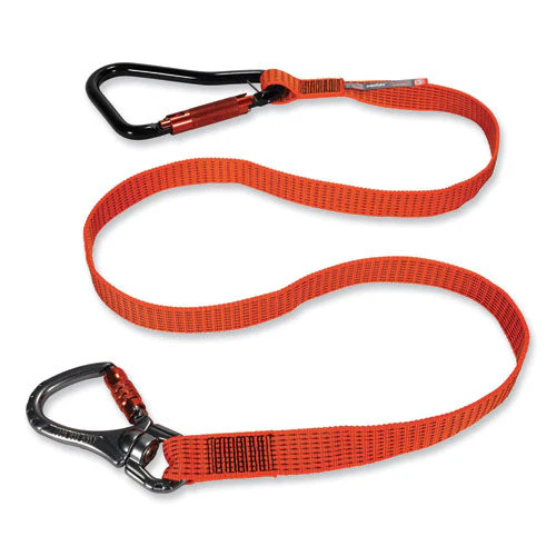 Squids 3149 Tool Lanyard With Xl + Swivel Carabiners, 80 Lb Max Work Capacity, 76", Orange/black, Ships In 1-3 Business Days - Image 1