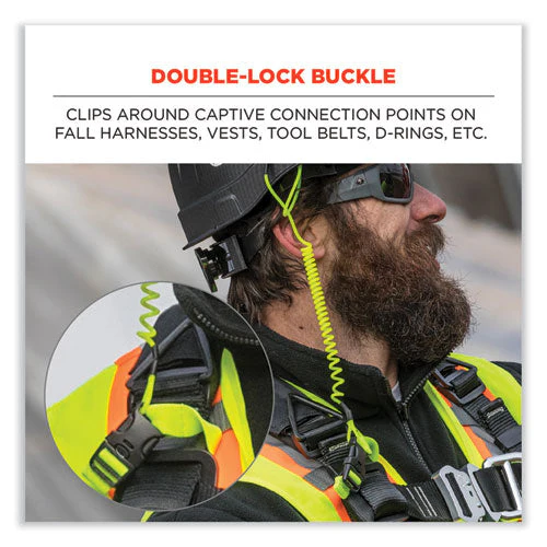 Squids 3157 Coiled Lanyard With Buckle, 2 Lb Max Working Capacity, 12" To 48" Long, Lime, Ships In 1-3 Business Days - Image 2
