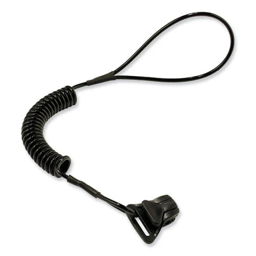 Squids 3158 Coiled Lanyard With Clamp, 2 Lb Max Working Capacity, 12" To 48" Long, Black, Ships In 1-3 Business Days - Image 1