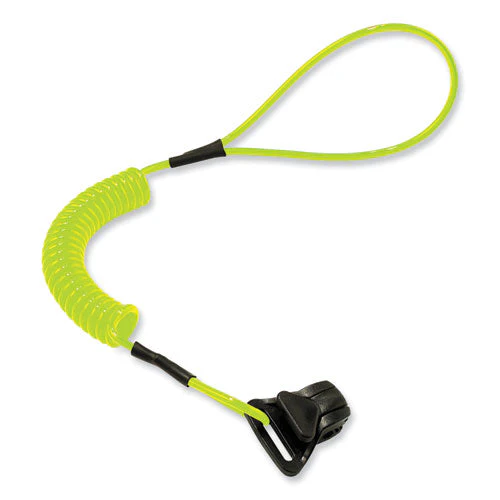 Squids 3158 Coiled Lanyard With Clamp, 2 Lb Max Working Capacity, 12" To 48" Long, Lime, Ships In 1-3 Business Days - Image 1