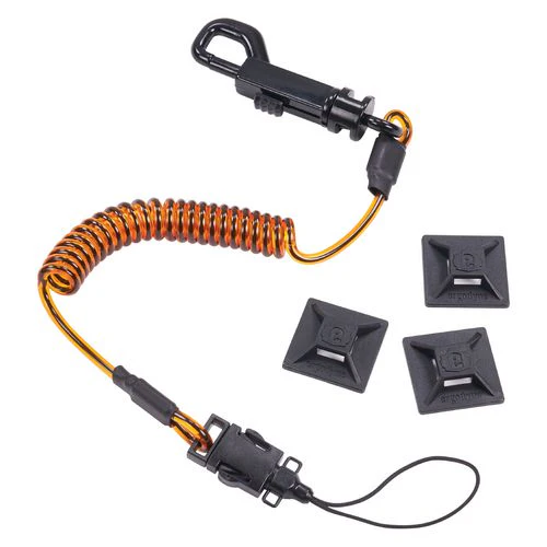 Squids 3151 Coil Lanyard Swivel Hook/detachable Loop, Mini Adhesive Mount, 2 Lb Max, 12", Black/orange, Ships In 1-3 Bus Days - Image 1