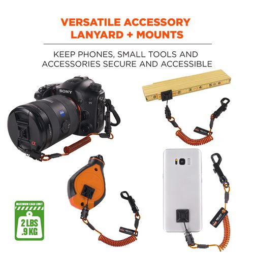Squids 3151 Coil Lanyard Swivel Hook/detachable Loop, Mini Adhesive Mount, 2 Lb Max, 12", Black/orange, Ships In 1-3 Bus Days - Image 2