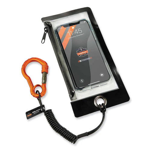 Squids 3156 Coiled Tool Lanyard With Carabiner, 2 Lb Max Work Capacity, 12" To 48", Black/orange, Ships In 1-3 Business Days - Image 3