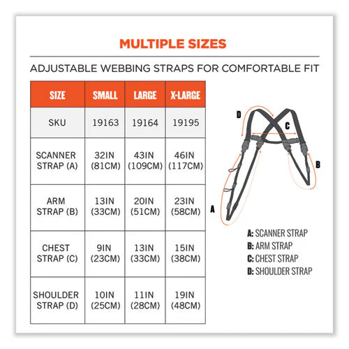 Squids 3132 Barcode Scanner Lanyard Harness, Small: 13" Arm Strap, 32" Long Lanyard Strap, Black, Ships In 1-3 Business Days - Image 3
