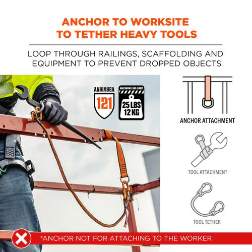 Squids 3174 Anchor Choke Strap For Tool Tethering, 25 Lb Max Safe Working Capacity, 15" Long, Orange, Ships In 1-3 Bus Days - Image 2