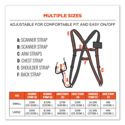 Squids 3138 Padded Barcode Scanner Lanyard Harness, 27" Arm Straps,18.5" Lanyard,black/orange/gray,ships In 1-3 Business Days - Image 3