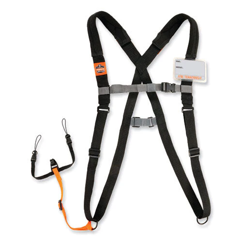 Squids 3138 Padded Barcode Scanner Lanyard Harness, 33" Arm Straps,18.5" Lanyard,black/orange/gray,ships In 1-3 Business Days - Image 1