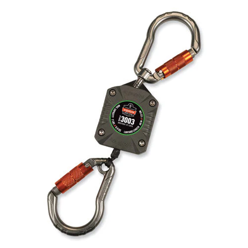 Squids 3003 Retractable Lanyard With Two Carabiners, 2 Lb Max Working Capacity, 8" To 48", Gray, Ships In 1-3 Business Days - Image 1